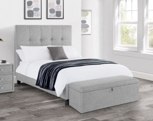 Sorrento - Double - Light Grey - Fabric - Low Foot-End Bed- 4ft6 - Happy Beds