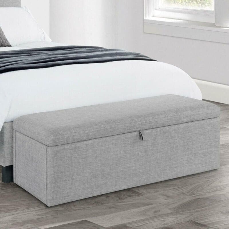 Sorrento - Linen Blanket Box - Light Grey - Linen - Happy Beds