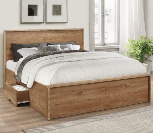 Stockwell - King Size - Storage Bed - Oak - Wood - 5ft - Happy Beds