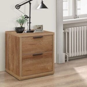 Stockwell - Rustic 3 Drawer Bedside Table - Oak - Wooden - Happy Beds