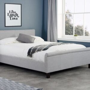 Stratus - Double - Sleigh Bed - Grey - Fabric - 4ft6 - Happy Beds