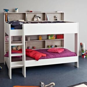 Tam Tam - Kids Bunk Bed - White and Grey - Wood - Single - 3ft - Happy Beds