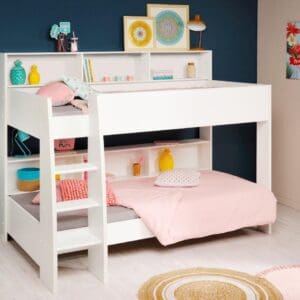 Tam Tam - Single - Kids Bunk Bed - White and Oak - Wood - 3ft - Happy Beds