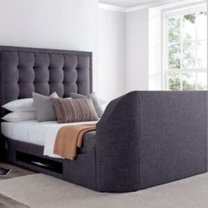 Titan 2 - King Size - TV Bed - Dark Grey - Fabric - 5ft - Happy Beds