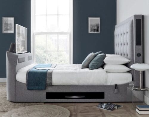 Titan 4.1 - King Size - TV Bed - Grey - Fabric - 5ft - Happy Beds