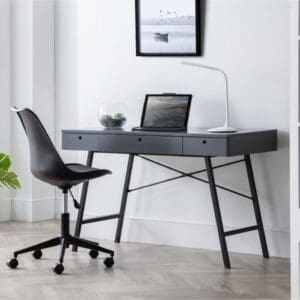 Trianon - 3 Drawer Desk - Grey - Wooden - Happy Beds