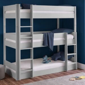 Trio - Single - Kids Triple Sleeper Bed - 3 layers - Grey - Wood - 3ft - Happy Beds