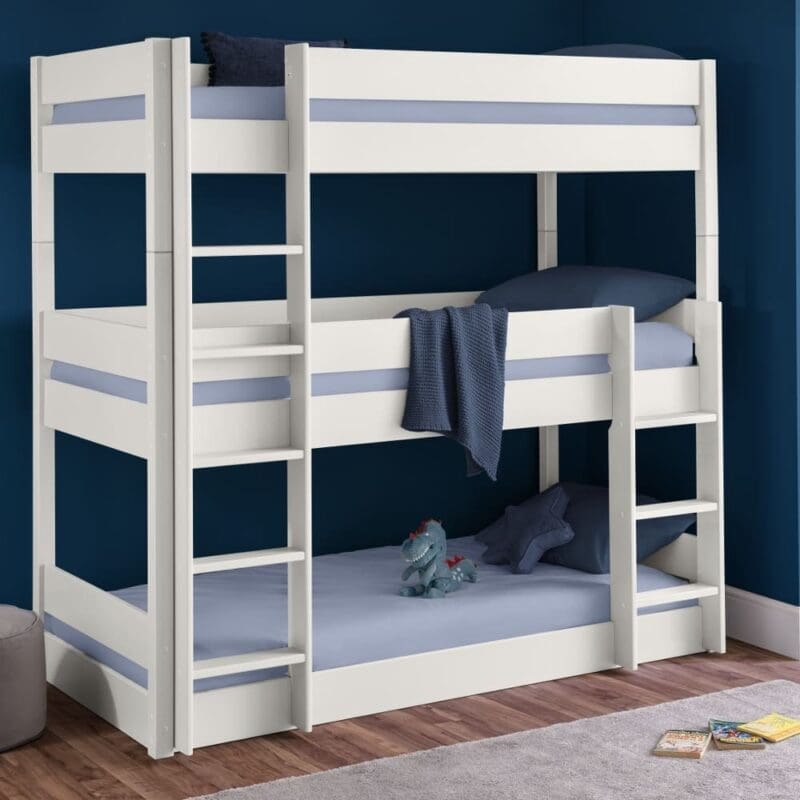 Trio - Single - Kids Triple Sleeper Bed - 3 layers - White - Wood - 3ft - Happy Beds