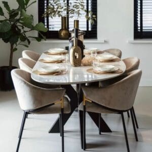 Trocadero Dining Table in White Marble