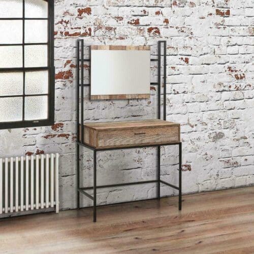 Urban Rustic - Dressing Table/Mirror - Oak/Black - Wooden/Metal - Happy Beds