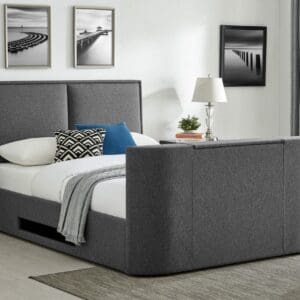 Valencia - Single - TV Bed - 32" TV Included - Grey - Fabric - 3ft - Happy Beds