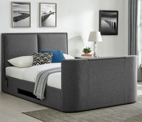 Valencia - Single - TV Bed - 32" TV Included - Grey - Fabric - 3ft - Happy Beds