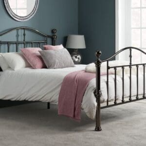 Victoria - Double - Nickel Metal Bed - Black - Metal - 4ft6 - Happy Beds