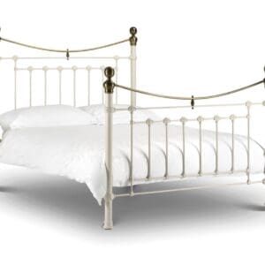 Victoria - King Size - White - Metal - High Foot-End Bed - 5ft - Happy Beds