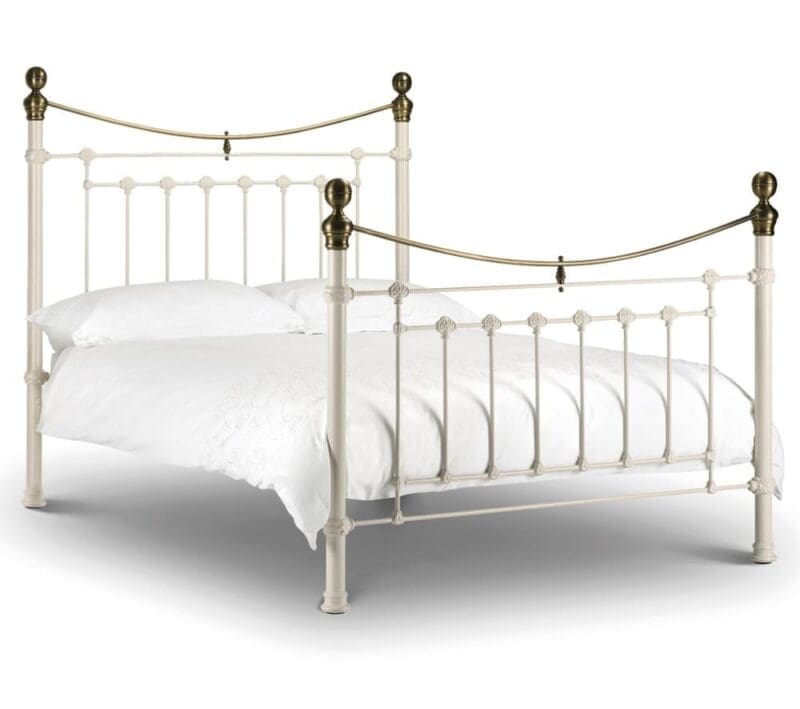 Victoria - King Size - White - Metal - High Foot-End Bed - 5ft - Happy Beds