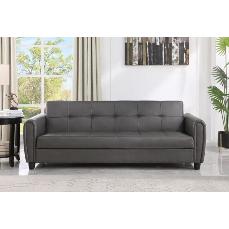 Zinc Grey Leather 3 Seater Sofa Bed | Make It Homely