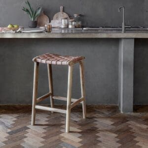 Nkuku Adembi Woven Leather Counter Stool | Chairs Stools & Benches | Natural