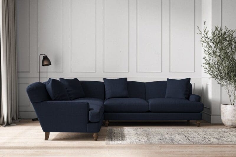 nkuku deni super grand left hand corner sofa brera linen indigo 5055672431060 33153400373424