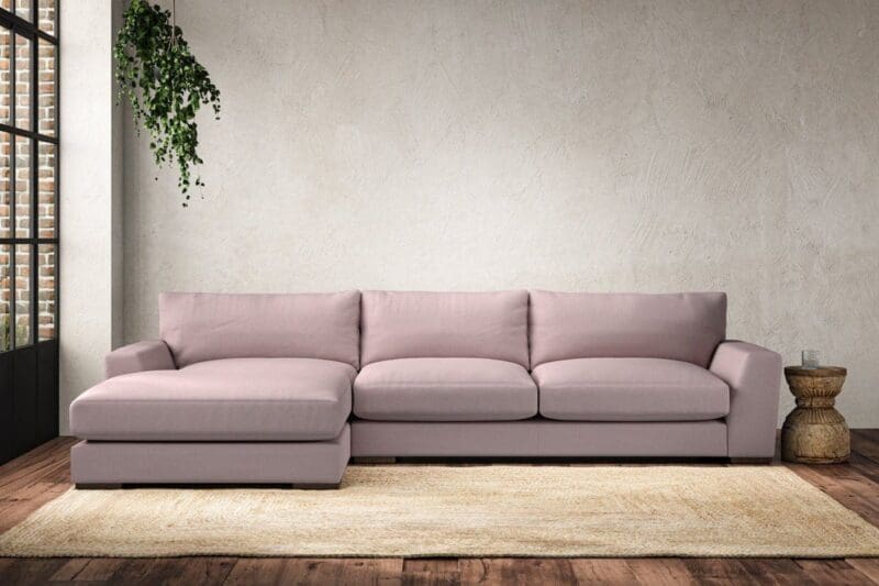 nkuku guddu large left hand chaise sofa recycled cotton lavender 5055672439356 33156421451952