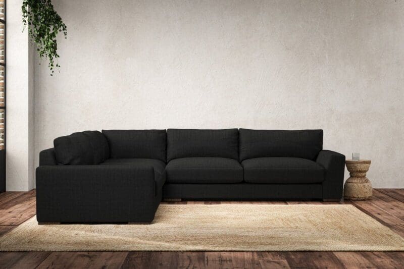 nkuku guddu large left hand corner sofa brera linen charcoal 5055672432333 33156423254192