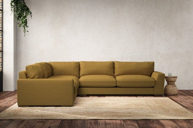 nkuku guddu large left hand corner sofa recycled cotton ochre 5055672439554 33156426367152