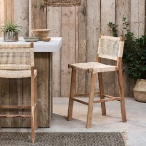 Nkuku Madrisana Acacia & Rattan Bar Stool | Chairs Stools & Benches | Natural