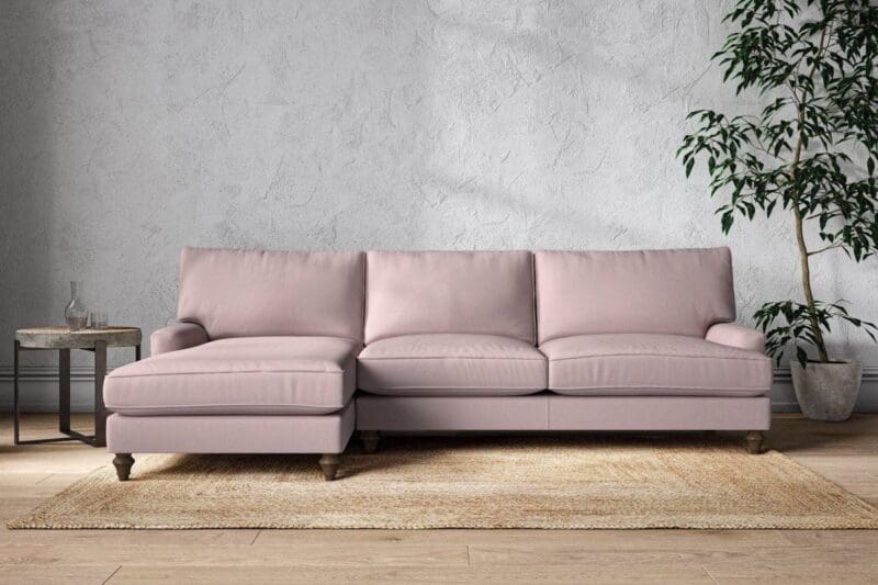 nkuku marri grand left hand chaise sofa recycled cotton lavender 5055672440918 33162614571184