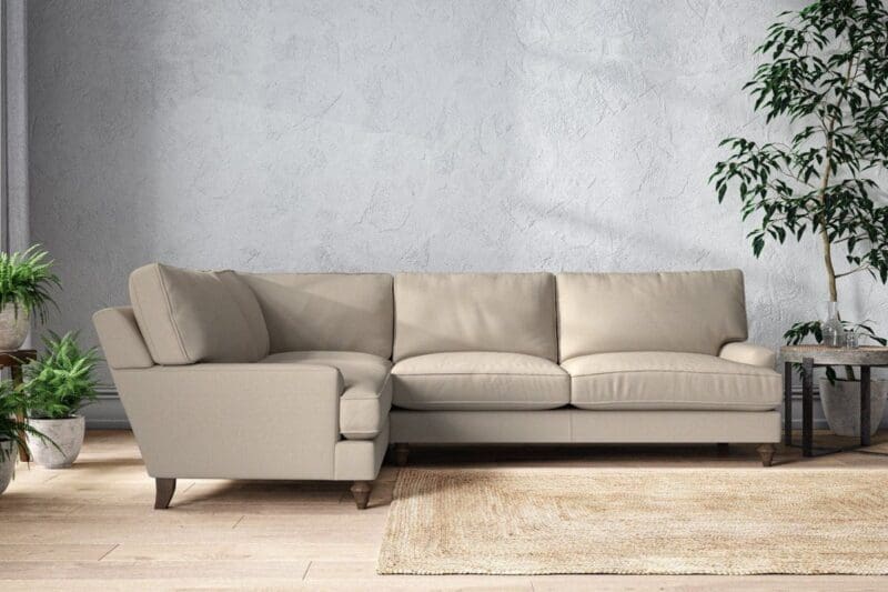 nkuku marri grand left hand corner sofa recycled cotton stone 5055672441014 33162639016112