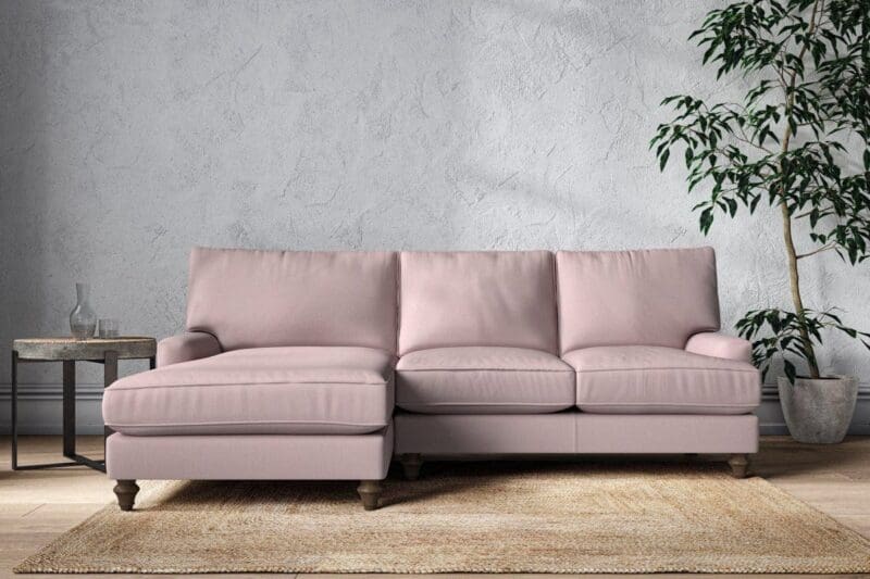 nkuku marri large left hand chaise sofa recycled cotton lavender 5055672441755 33162769334448