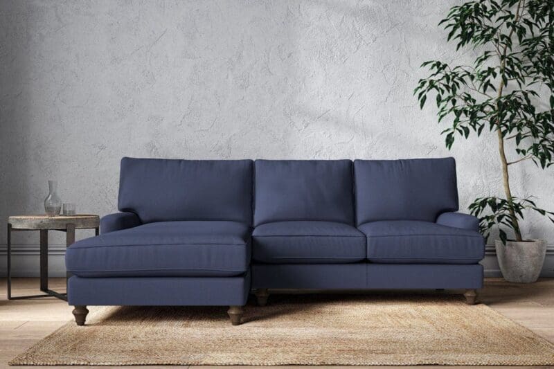 nkuku marri large left hand chaise sofa recycled cotton navy 5055672441793 33162774151344