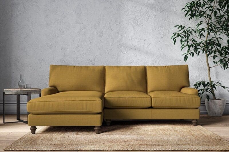 nkuku marri large left hand chaise sofa recycled cotton ochre 5055672441830 33162774675632