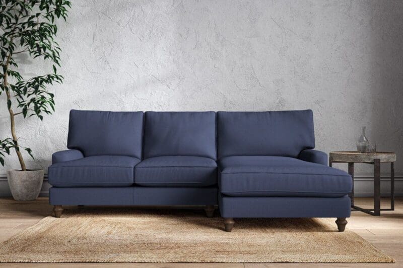 nkuku marri large right hand chaise sofa recycled cotton navy 5055672441915 33162823303344