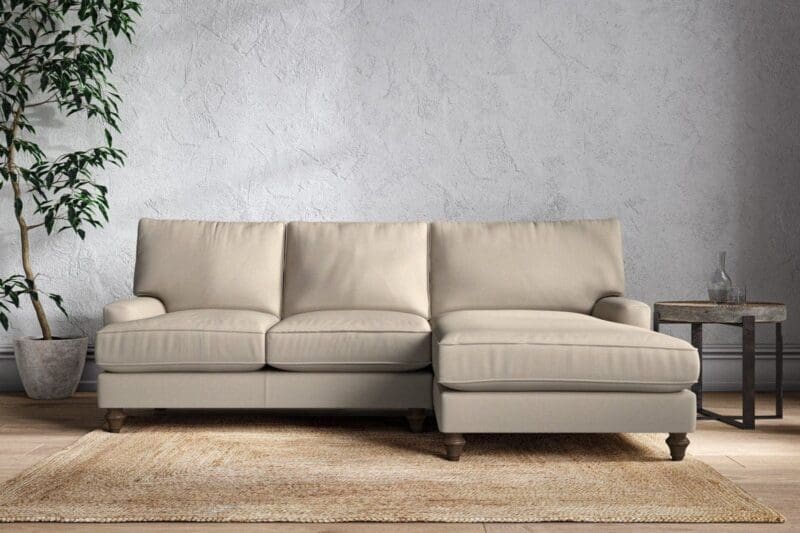 nkuku marri large right hand chaise sofa recycled cotton stone 5055672441854 33162824745136