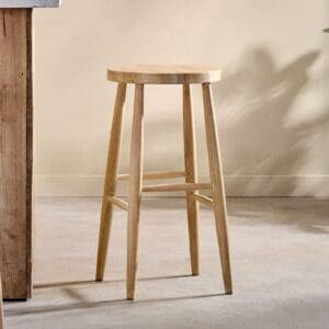 Nkuku Mengwi Mango Wood Round Bar Stool | Chairs Stools & Benches | Natural