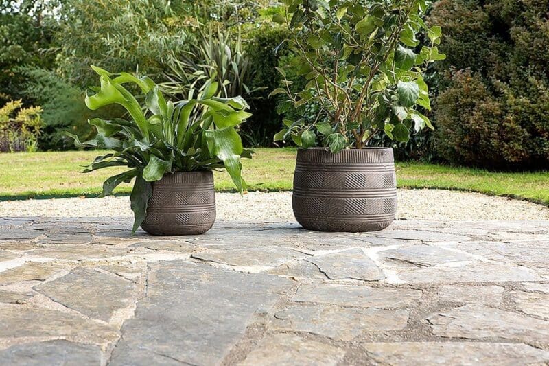 nkuku zadie etched ceramic planter grey set of 2 5055672419662 32810389176496