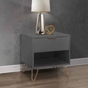 Arlo 1 Drawer Bedside Table Charcoal WoodenMetal Happy Beds 2 1