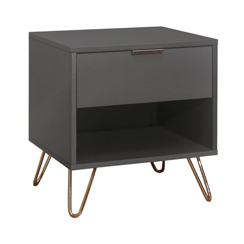 Arlo 1 Drawer Bedside Table Charcoal WoodenMetal Happy Beds 5 1