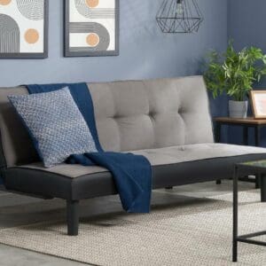 Aurora - Fabric Sofa Bed - Grey - Velvet - Happy Beds