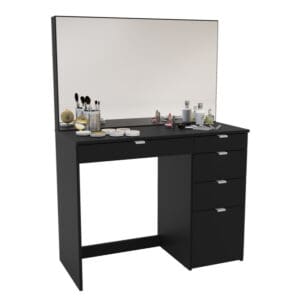 Ava 5 Drawer Dressing Table Black Wooden Happy Beds 4 1