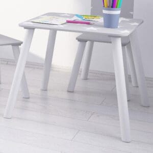 Childrens TableChairs GreyWhite Wooden Happy Beds 5 1