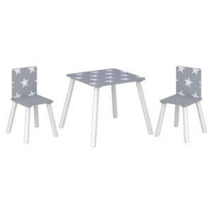 Childrens TableChairs GreyWhite Wooden Happy Beds 6 1