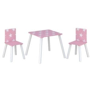 Childrens TableChairs PinkWhite Wooden Happy Beds 5 1