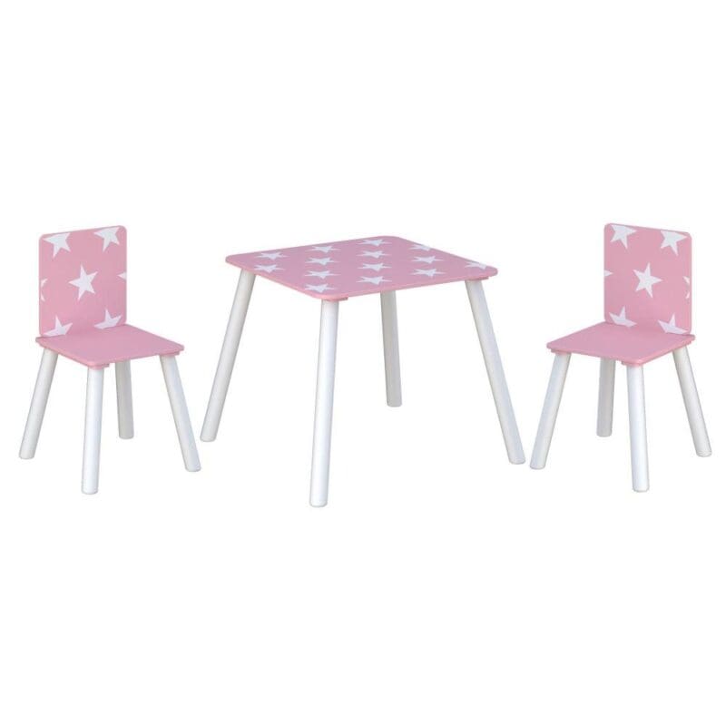 Childrens TableChairs PinkWhite Wooden Happy Beds 5 1