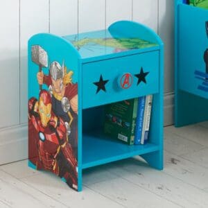 Disney - Avengers - 1 Drawer Bedside Table - Blue - Wooden - Happy Beds