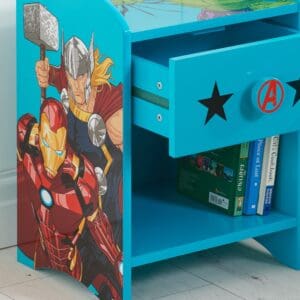 Disney Avengers 1 Drawer Bedside Table Blue Wooden Happy Beds 7 1