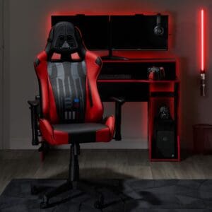 Disney - Darth Vader - Computer Gaming Chair - Red/Black - Faux Leather - Happy Beds