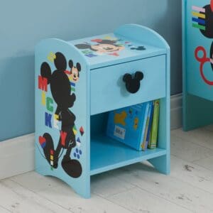 Disney Mickey Mouse 1 Drawer Bedside Table Blue Wooden Happy Beds 2 1