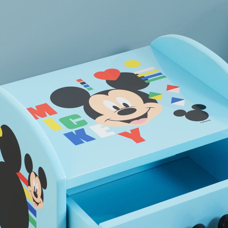 Disney Mickey Mouse 1 Drawer Bedside Table Blue Wooden Happy Beds 5 1