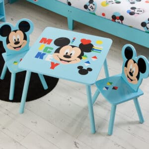 Disney - Mickey Mouse - Table/2 Chairs - Blue - Wooden - Happy Beds