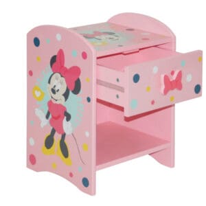 Disney Minnie Mouse 1 Drawer Bedside Table Pink Wooden Happy Beds 7 1